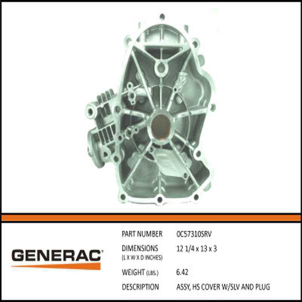 Generac 0C57310SRV Hs Cover W/Sleeve And Plug Assembly