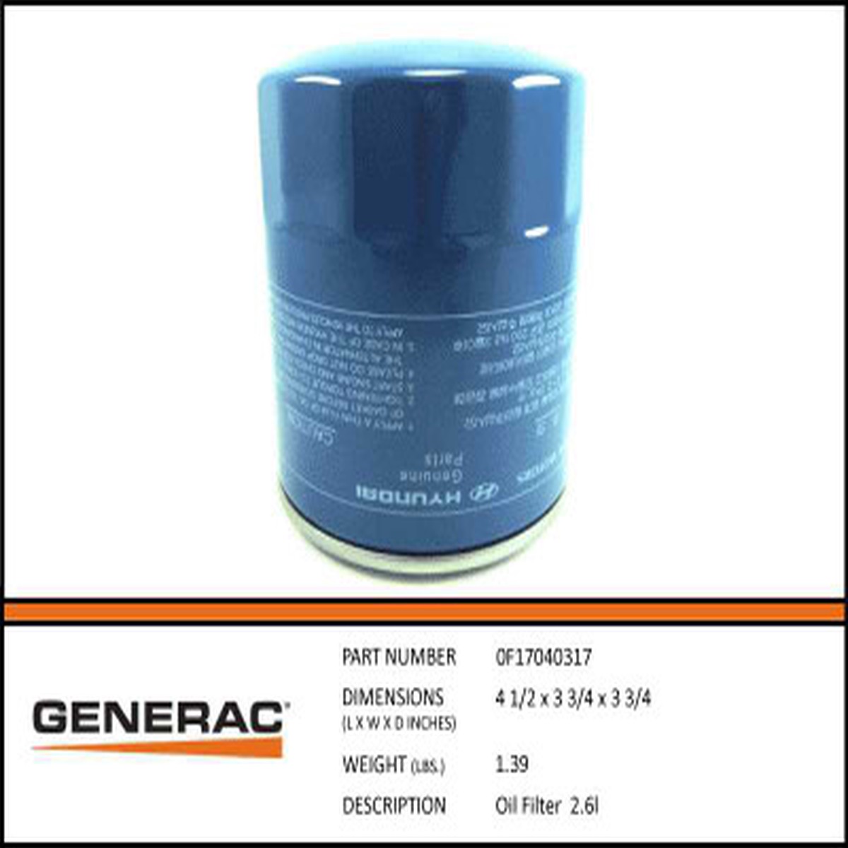 Oil Filter 2.6 L