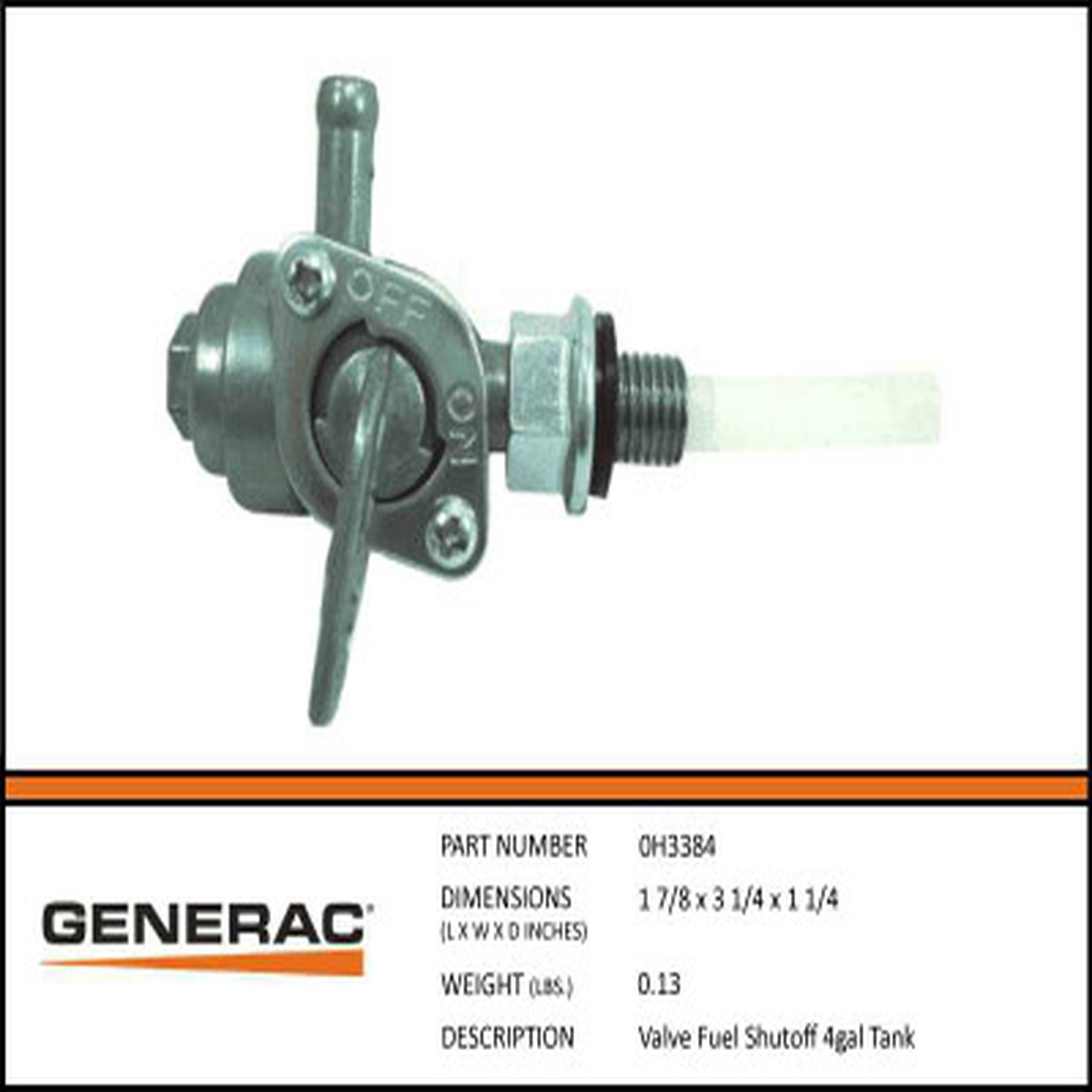 Generac 0H3384 Fuel Tank Shutoff