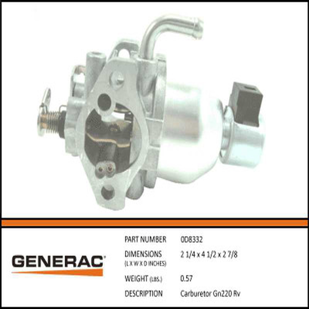 Generac 0D8332 RV Carburetor