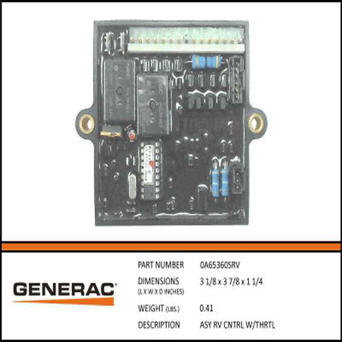Generac 0A65360SRV Rv Controller W/Throttle Assembly