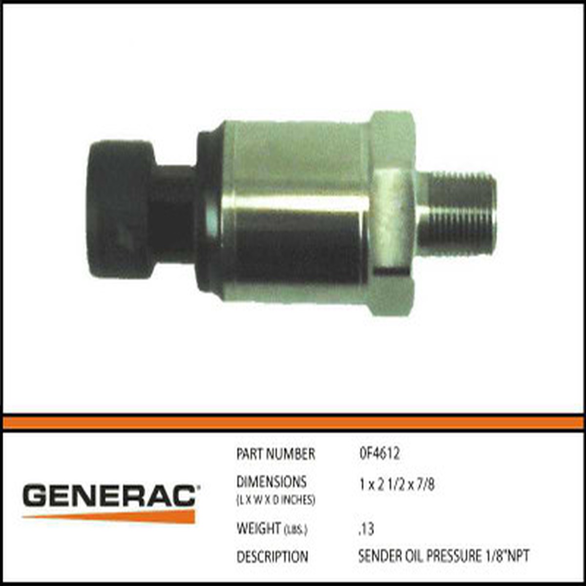Generac 0F4612 Oil Pressure 1/8 Sender