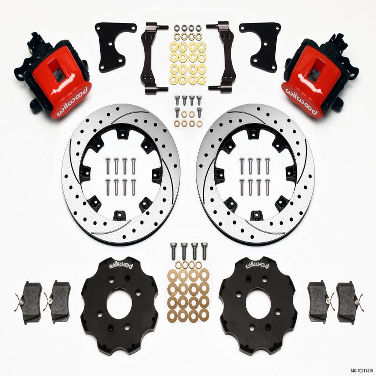 New Arrival Wilwood Combination Parking Brake Rear Kit 12.19in Drilled Red Civic / Integra Drum 2.71 Hub Offset