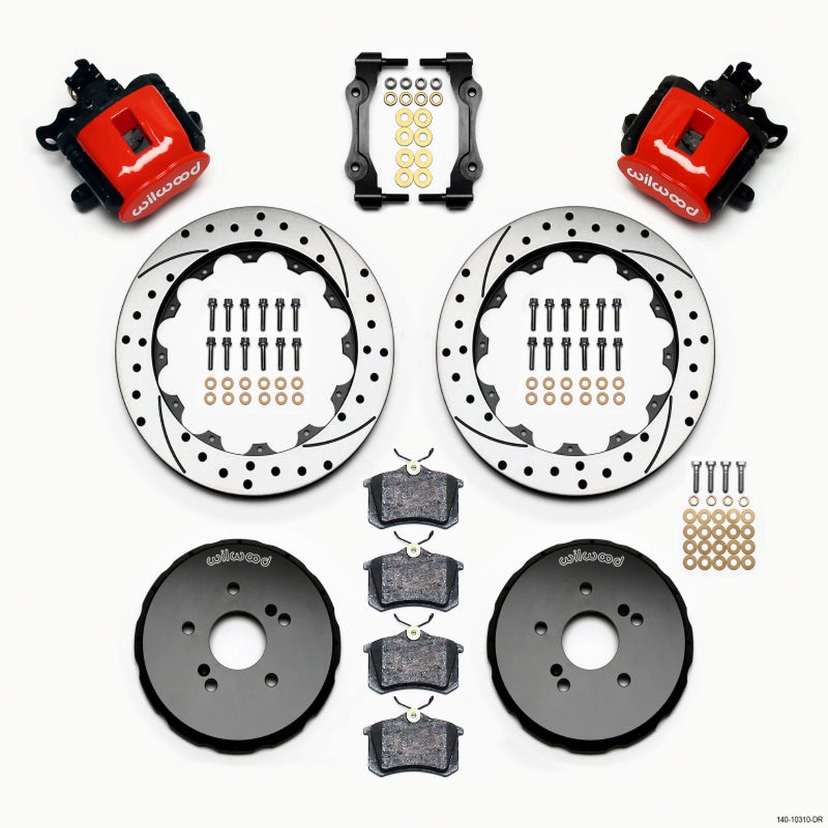 New Arrival Wilwood Combination Parking Brake Rear Kit 12.88in Drilled Red Honda S2000